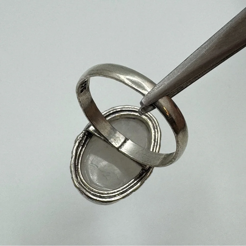 Gray Quartz Cabochon Statement Ring Size 7.5